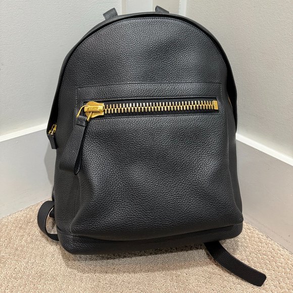 TOM FORD black leather backpack with gold zipper - Picture 1 of 8